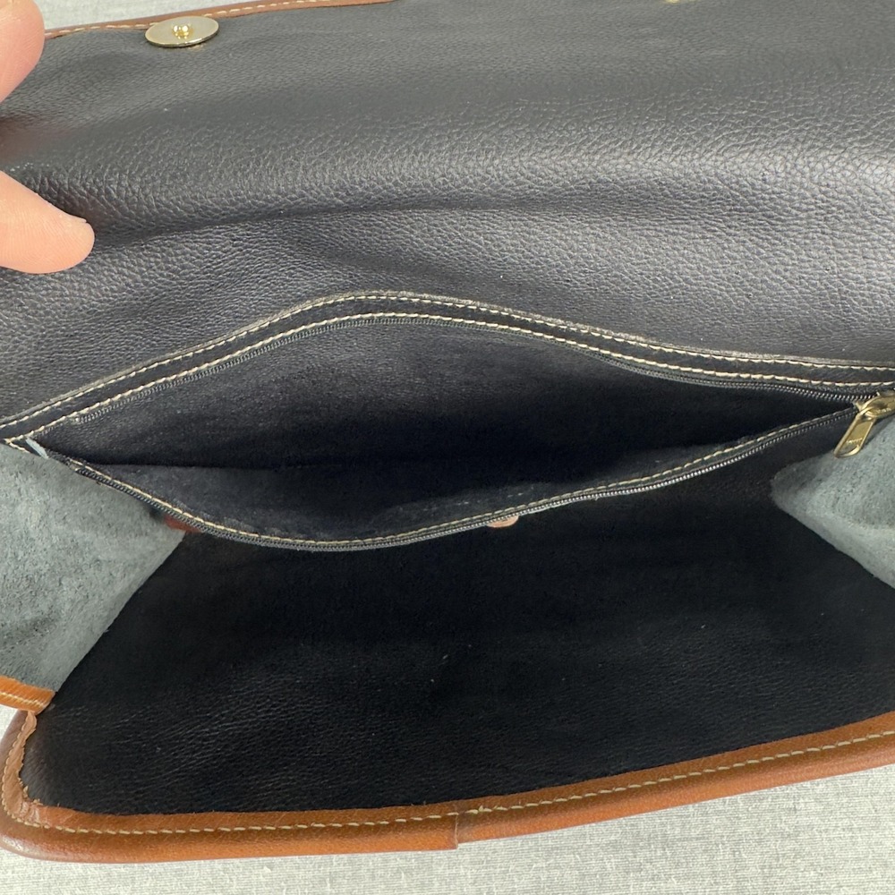 Brahmin Crossbody Bag Womens Black Brown Leather Flap Purse Two Tone Messenger - Picture 6 of 15